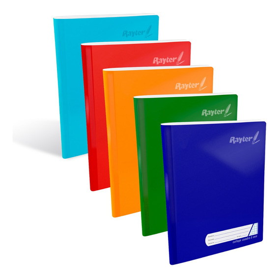 Pack 5 Libreta Profesional Cosido Rayter Cuaderno 100 Hojas Color Cuadro Grande