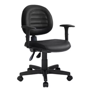 Cadeira De Escritório Qualiflex Costura Ergonômica De Couro Cor Preto