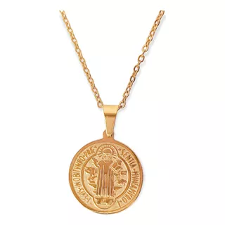 Colgante Medalla San Benito Collar Chapado En Oro 18k Amor 