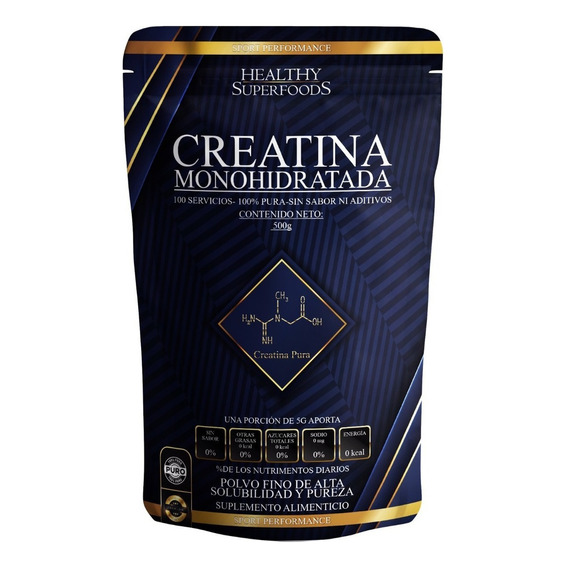 Healthy Superfoods Creatina Pura Premium 500g 100 Servicios Sabor Natural