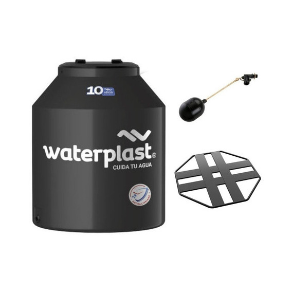 Tanque Clásico Bicapa Waterplast 600lts + Base + Flotante Color Negro