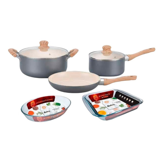 Set Bateria Cocina Ceramica  Antiadherente Fuentes 7 Piezas