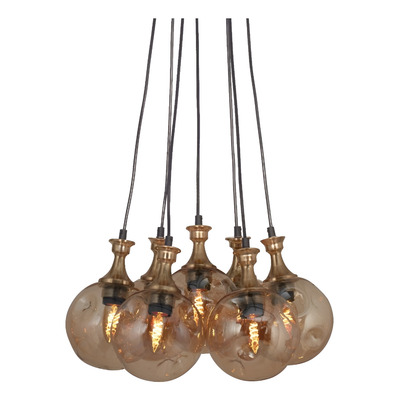 Colgante Luca 7 Luces Dorado Ambar Deco Diseño Moderno Lk