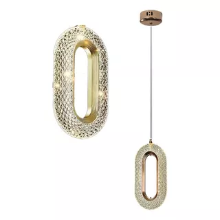 Luminária Pendente Cristal Led Oval Dourado Cabeceira Lavabo 110v/220v