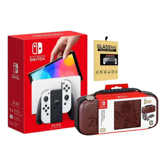 Consola Nintendo Switch Oled Blanco + Estuche Zelda + Mica