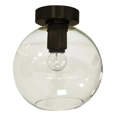 Plafon Powell Negro Vidrio Transparente Apto Led E27 Cie