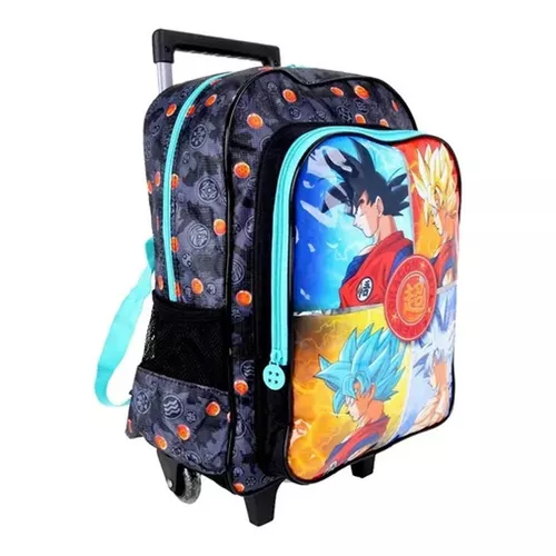 Mochila de Rodinhas Infantil Menino Dragon Ball Super Goku - Preto