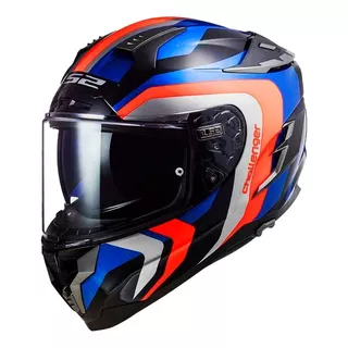 Casco Moto Ls2 Ff327 Challenger Galactic Azul Naranjo