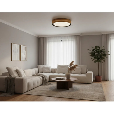 Plafon Raisa Madera/int Ng Ø39cm 24w Dinamico Negro