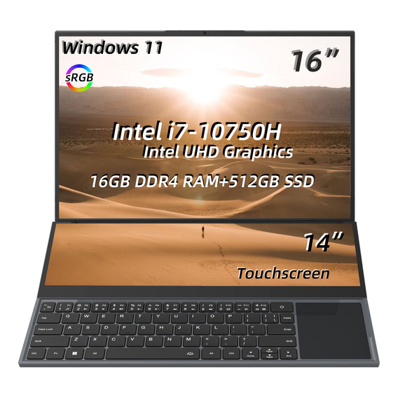 Portátil Doble Pantalla Intel Core I7-10750h 16gb  512gb Ssd