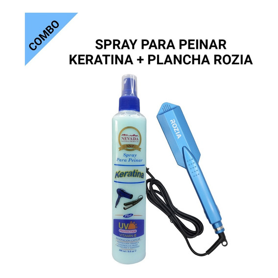 Spray Para Peinar Keratina + Plancha Rozia Hr-745 