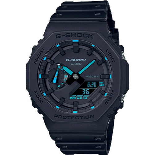Reloj Casio G-shock Ga-2100-1a2 Wr 200m Luz Casio Centro Color de la malla Negro Color del fondo Negro