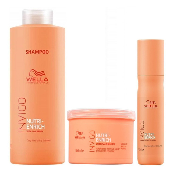 Shampoo 1000ml + Mascarilla +spray Wella Invigo Nutri Enrich