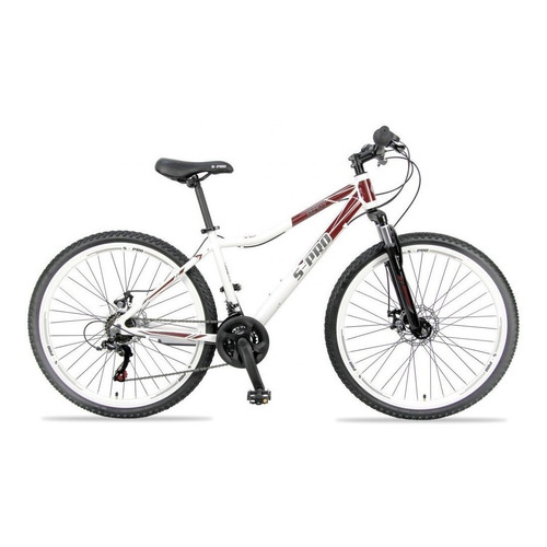 Mountain bike femenina S-Pro Zero 3  2023 R27.5 21v frenos de disco mecánico cambios Shimano Tourney TX50 color blanco con pie de apoyo