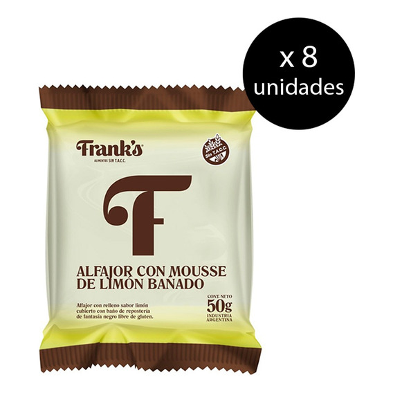 Alfajor Bañado Mousse De Limón Franks 40 Gr Caja 8 Unidades