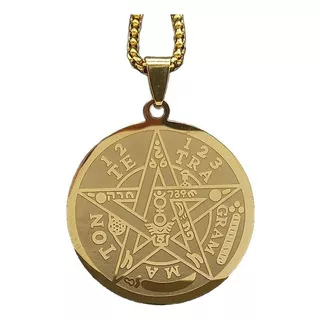 Cadena Collar Pentagrama Tetragrámaton Wicca Chapado Oro Ip