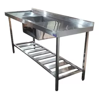 Pia Industrial Aço Inox 1800x600x900 Para Restaurante