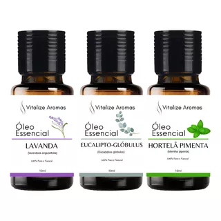 Kit Oleo Essencial - Lavanda Eucalipto Hortelã Pimenta 