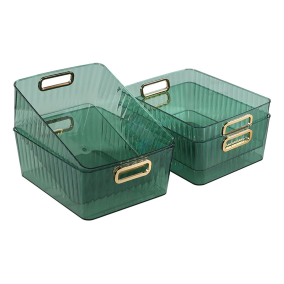 Pack 4 Cajas De Almacenaje Plástico Verde - 22x15 Cm