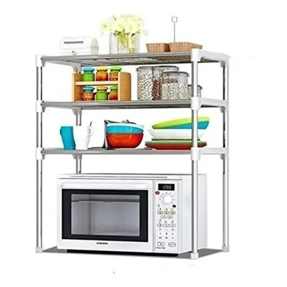 Estante Multifuncional Metálico 3 Niveles Rack Cocina Hogar Color Plateado