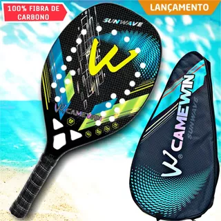 Raquete Beach Tennis Camewin 100% Fibra De Carbono + Brindes Cor Sunwave Blue