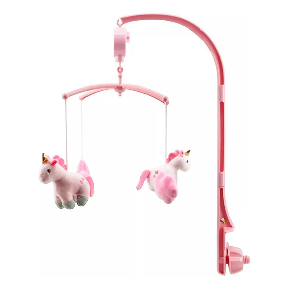 Movil Cunero Musical Giratorio De Peluche Cuna Bebe Rosa