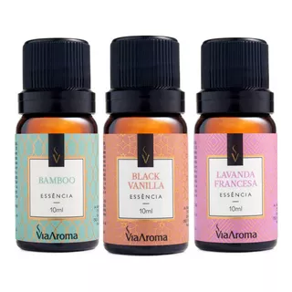 Kit 3 Essencias 10ml Black Vanilla Lavanda Francesa Bamboo