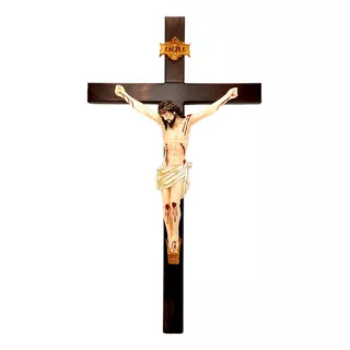 Crucifixo De Parede C/ Cristo Em Resina 50 Cm