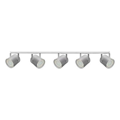 Riel 2 Metros Con 5 Spot Cilindro Blanco Ar111 Apto Led