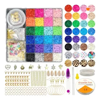 Kit Armar Pulseras Colores Pasteles Letras Caja +4800u