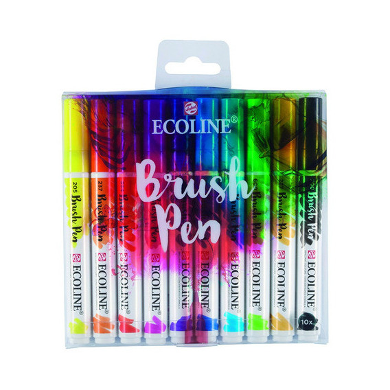 Set 10 Marcadores Ecoline Brush Pen Punta Pincel Acuarela