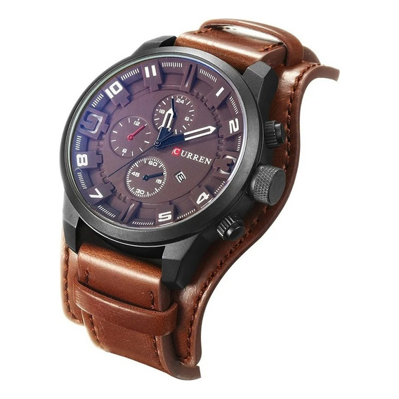 Reloj deportivo Curren 8225 Social Luxury, color de la correa: marrón, color de fondo: marrón
