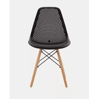 Cadeira De Jantar Eames Eiffel Design Colmeia Eloisa Base Madeira, 10 Unidade Preto