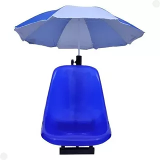 Cadeira Giratória P/ Barco Concha Com Suporte De Guarda Sol Cor Azul
