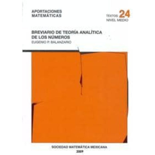 Brevario De Teoria Analitica De Los Numeros 1º Edicion, De Balanzario, Eugenio. Editorial Reverte, Tapa Blanda En Español