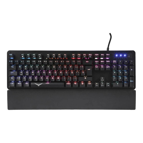 Teclado Mecanico Gamer Pc Led Rgb Usb Multimedia Ergonomico Color del teclado Negro Idioma Español Latinoamérica