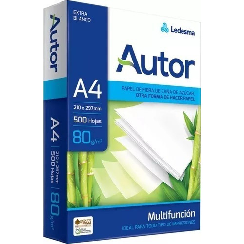 Resma Autor A4 multifunción de 500 hojas de 90g color blanco de 5 unidades por pack