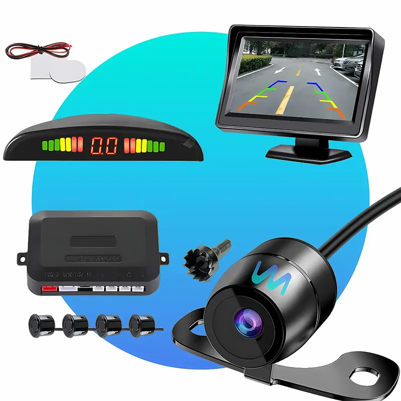 Kit Tela Monitor Lcd 4,3'' + Câmera De Ré Automotiva Universal