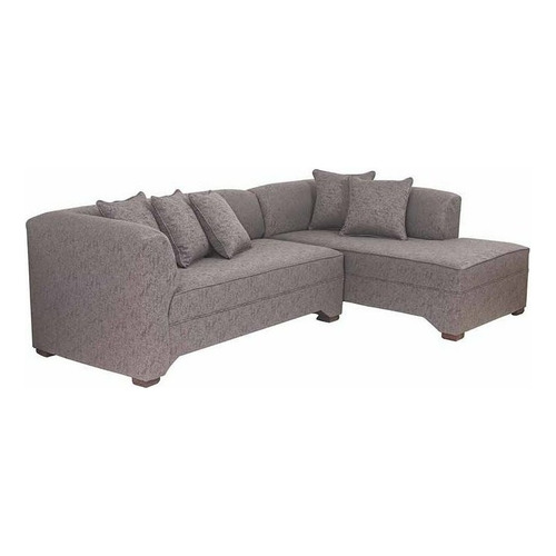 Sofá esquinero Muebles América Metropolitan de 5 cuerpos color gris de lino y patas de madera derecho