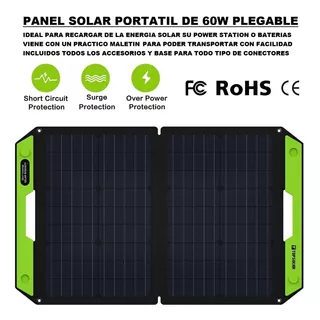 Panel Solar Portatil 60w Plegable Con Todos Sus Accesorios 