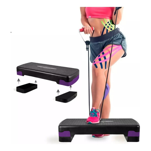 Step Banco Aerobics Ejercicio Fitness Crossfit Ajustable Color Violeta