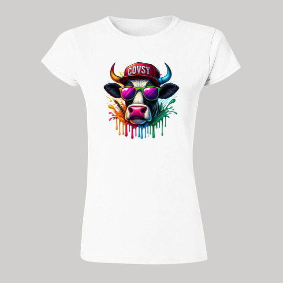 Playera Mujer Vaca Psicodélico 000028b