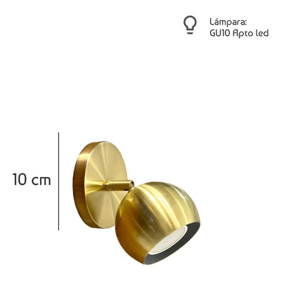 Aplique 1 Luz Mini Mun Dorado Diseño Apto Led Gu10 Deco Lmp