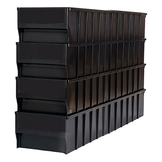 4 Gavetas Plástica Negra Multibox 60x16x10 Cm Storage Compat