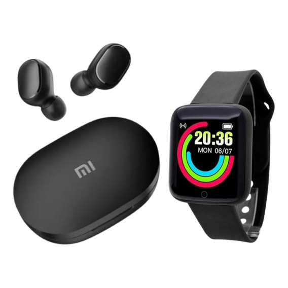 Auriculares Xiaomi Airdots + Smartwatch Reloj D20 Negro