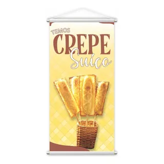 Banner Temos Crepe Suíço Fundo Amarelo Comida Lona Grande