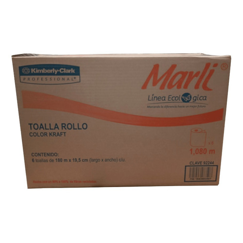 Rollo Toalla P/manos Marli® Ecológica, 180 M, 6 Pzas