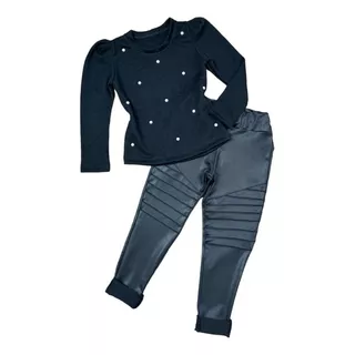 Roupa Juvenil Feminina Blogueirinha Blusa E Calça Cirrê Luxo