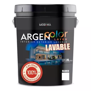 Látex Argencolor Interior Exterior Lavable Blanco 20 Lts 