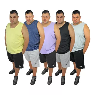 Kit 5 Camiseta Regata Masculina Plus Size Extra Grande Basic